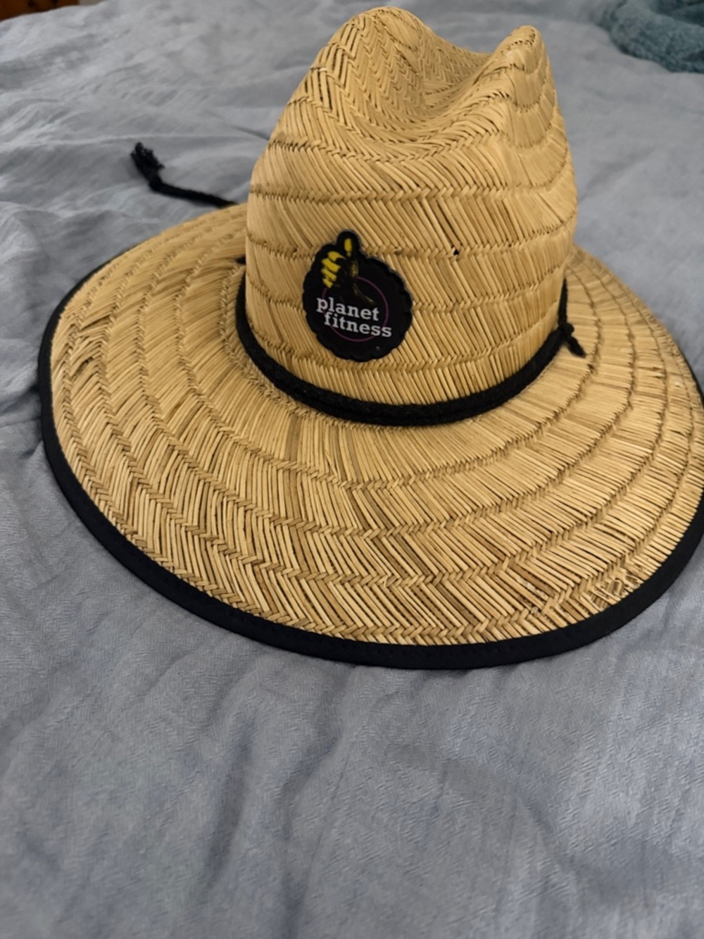 Planet Fitness Straw Sun Hat with Black Trim
